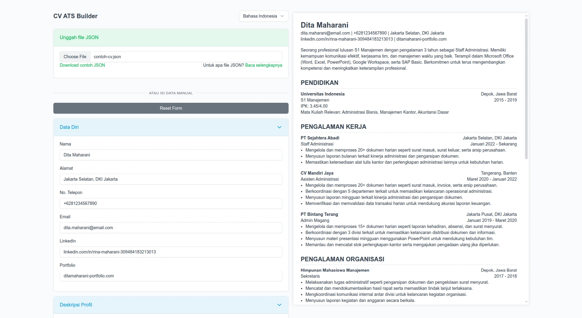 Resuma CV Example